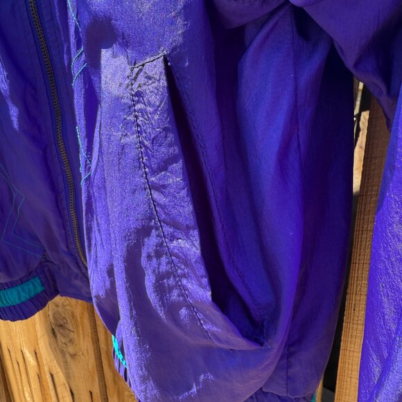 Vintage Windbreaker 90s Lavon Bold Print Nylon Athletic Sport Jacket M-XL - Picture 8 of 16